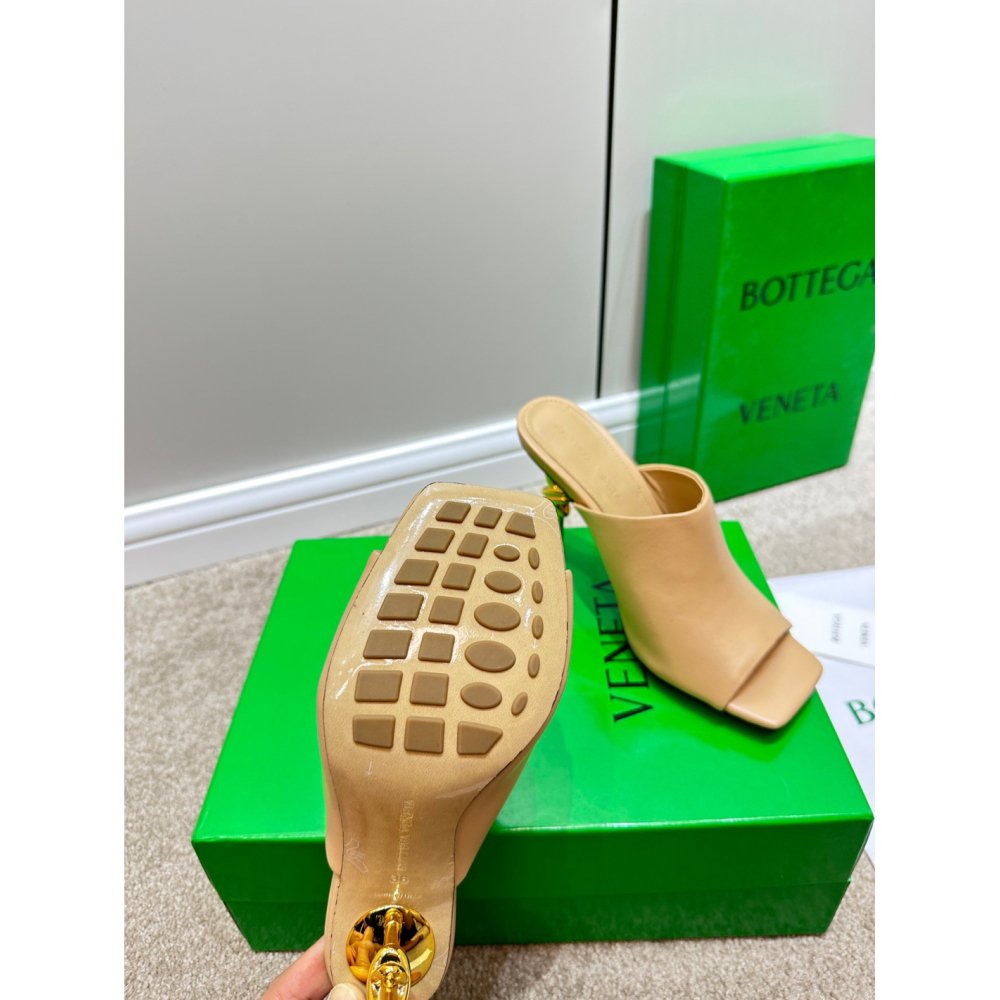 Cheap Reps Bottega Veneta Knot Mules 90mm In Beige Lambskin