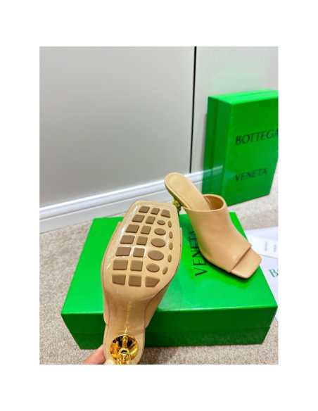 Cheap Reps Bottega Veneta Knot Mules 90mm In Beige Lambskin