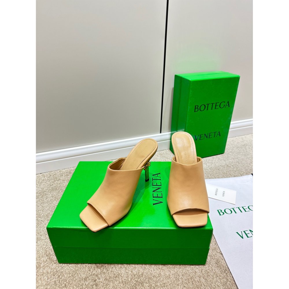 Cheap Reps Bottega Veneta Knot Mules 90mm In Beige Lambskin