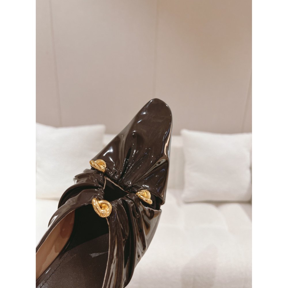 Cheap Reps Bottega Veneta Bunnie Mules 90mm In Fondant Patent Leather