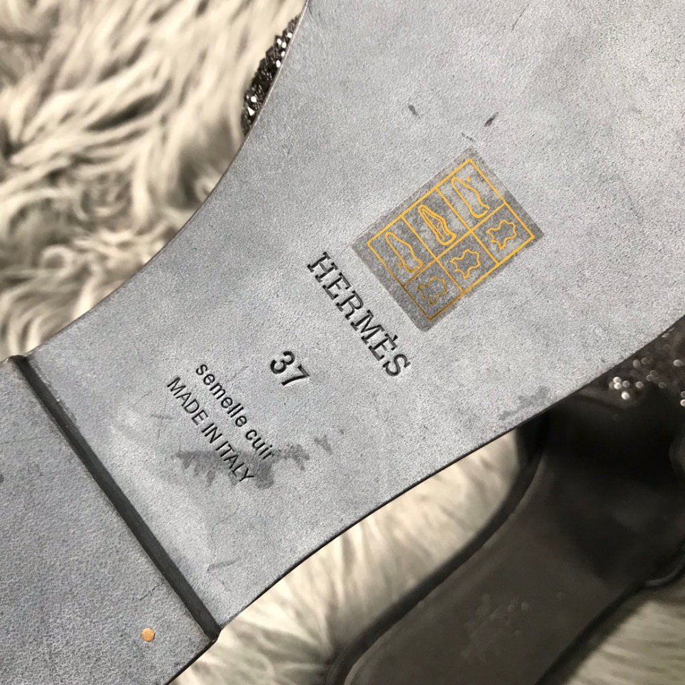 Cheap Reps Hermes Oran Slide Sandals In Black Suede With Black Crystal