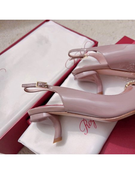 Cheap Reps Roger Vivier Virgule Strass Buckle Slingback Pumps in Violet Patent Leather