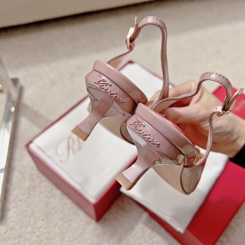 Cheap Reps Roger Vivier Virgule Strass Buckle Slingback Pumps in Violet Patent Leather