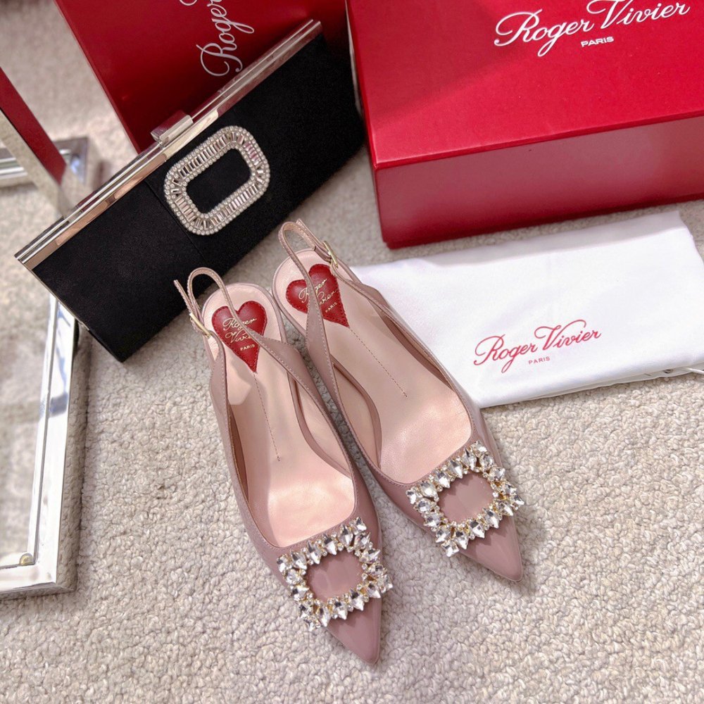 Cheap Reps Roger Vivier Virgule Strass Buckle Slingback Pumps in Violet Patent Leather