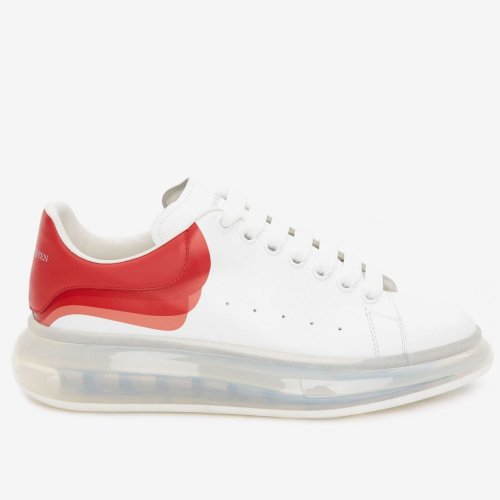Cheap Reps Alexander McQueen Womens White Oversized Sneakers With Transparent Sole