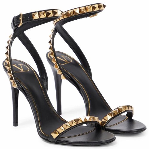 Cheap Reps Valentino Rockstud No Limit Sandal 100mm In Black Lambskin