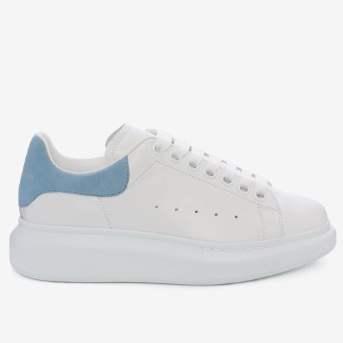 Cheap Reps Alexander McQueen Womens Oversized Sneakers With Blue Suede Heel