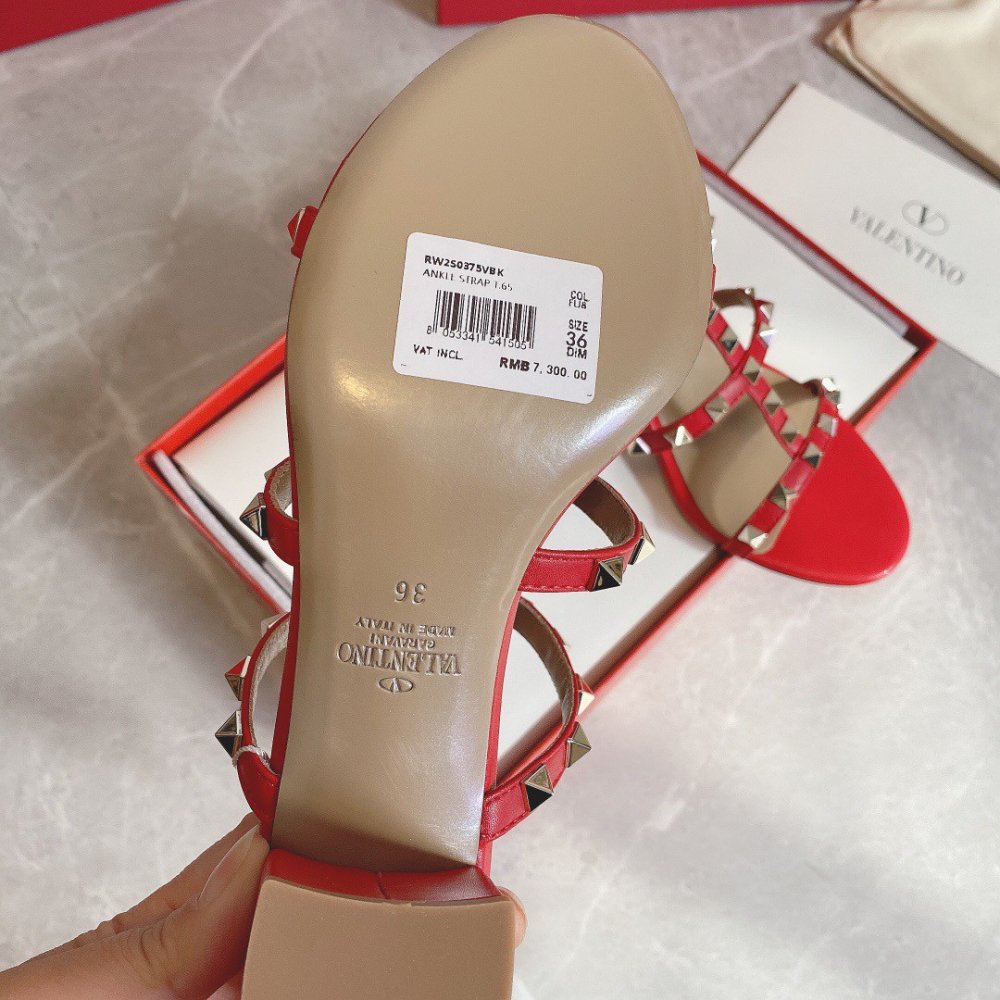 Cheap Reps Valentino Rockstud Slide Sandals 60mm In Red Calfskin