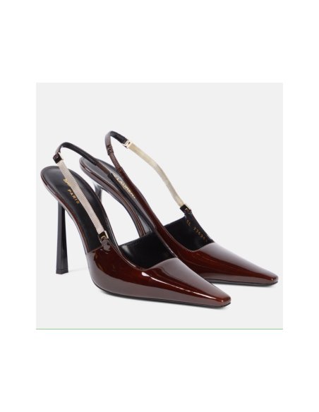 Cheap Reps Saint Laurent Blake Slingback Pumps 110mm in Red Patent Leather
