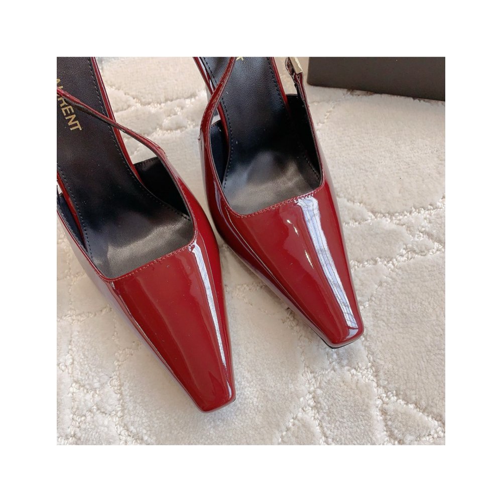 Cheap Reps Saint Laurent Blake Slingback Pumps 110mm in Red Patent Leather