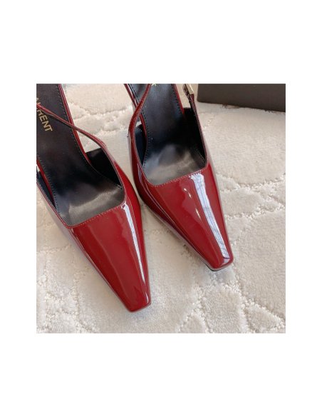 Cheap Reps Saint Laurent Blake Slingback Pumps 110mm in Red Patent Leather