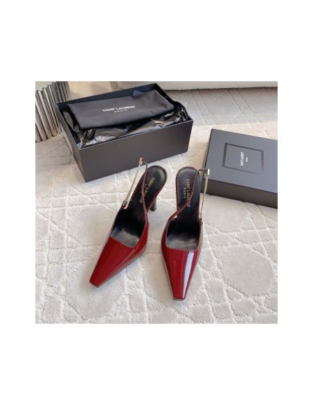 Cheap Reps Saint Laurent Blake Slingback Pumps 110mm in Red Patent Leather