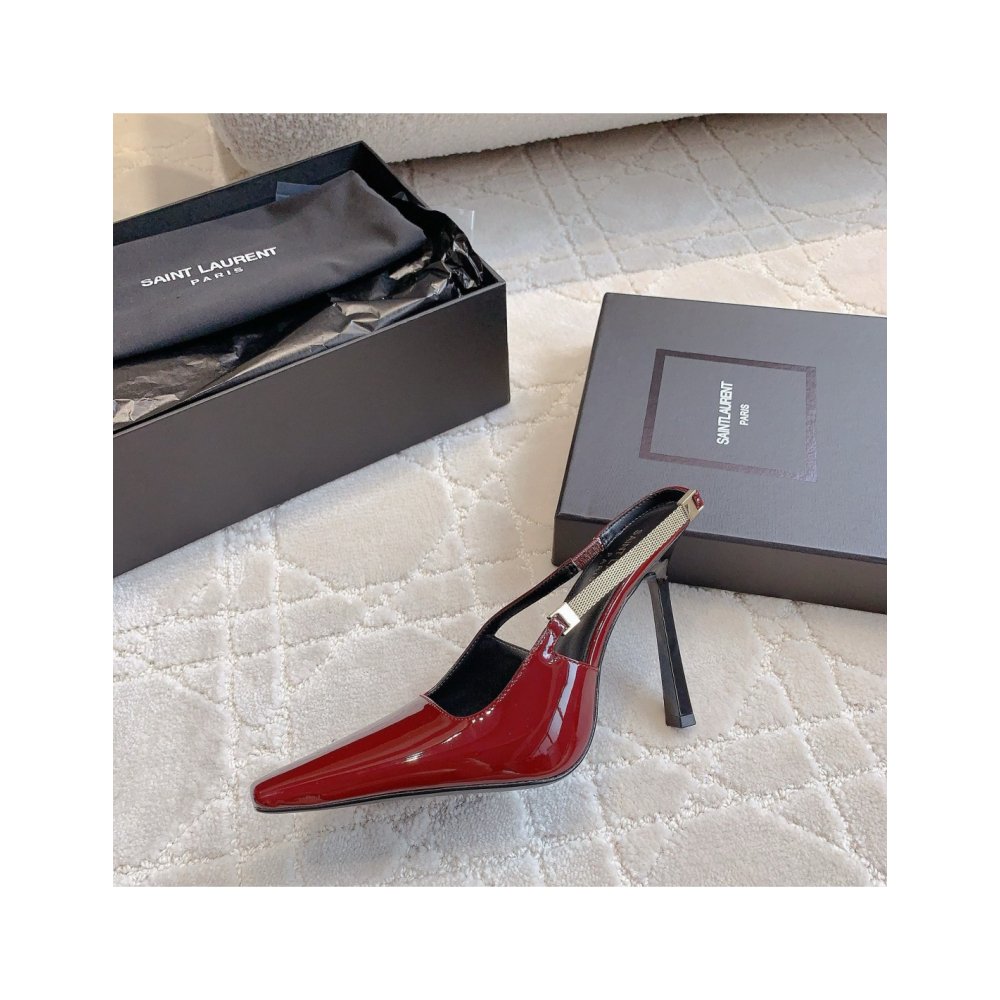 Cheap Reps Saint Laurent Blake Slingback Pumps 110mm in Red Patent Leather