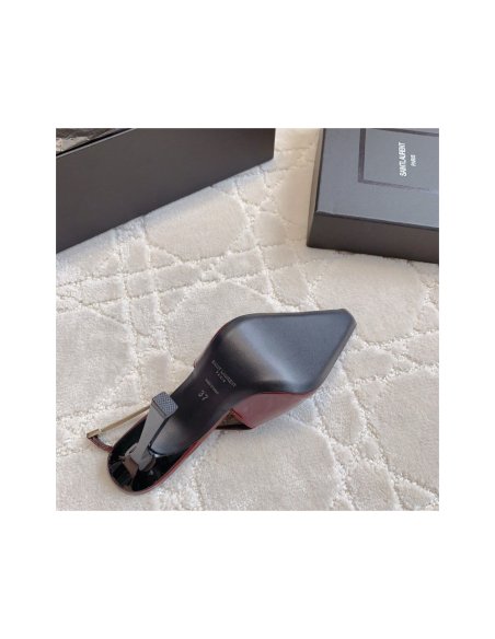 Cheap Reps Saint Laurent Blake Slingback Pumps 110mm in Red Patent Leather
