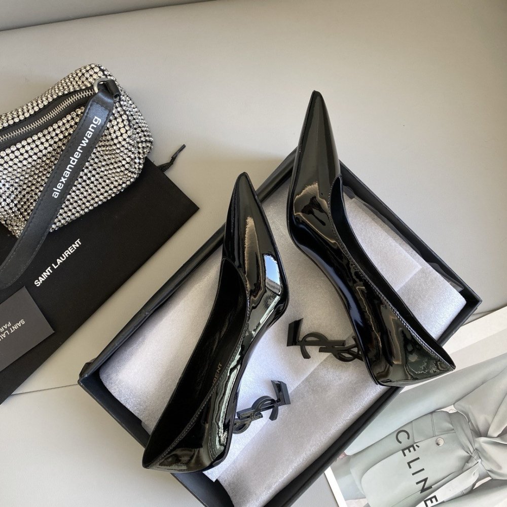 Cheap Reps Saint Laurent Opyum Pumps 85mm In Patent Leather with Black Heel
