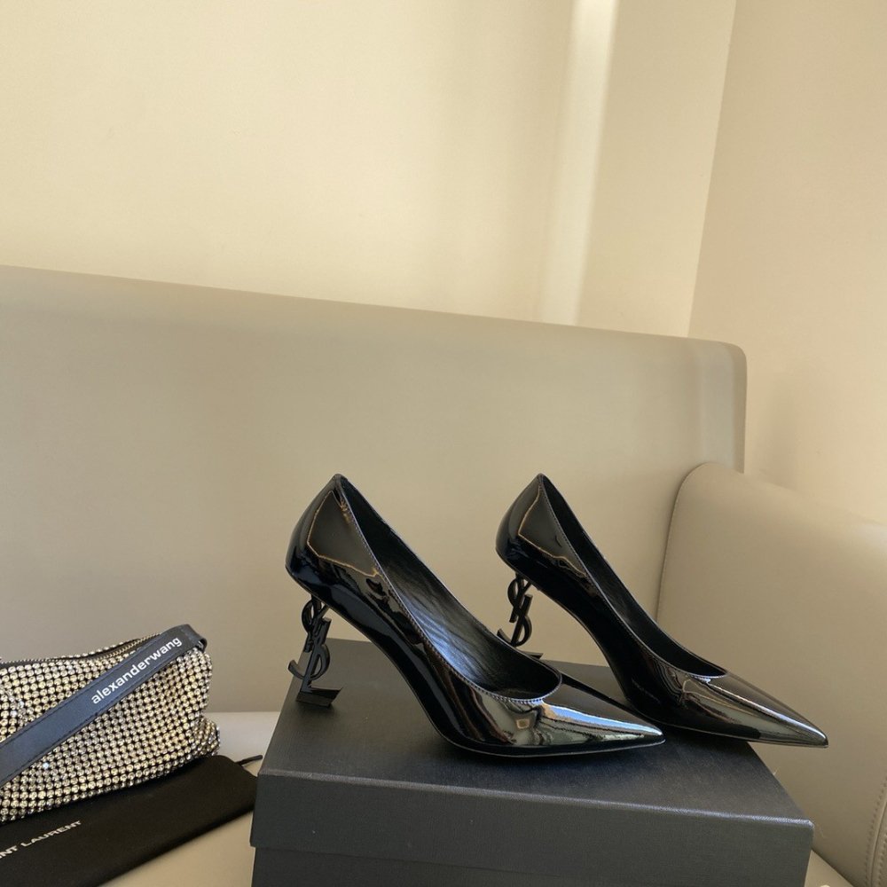 Cheap Reps Saint Laurent Opyum Pumps 85mm In Patent Leather with Black Heel