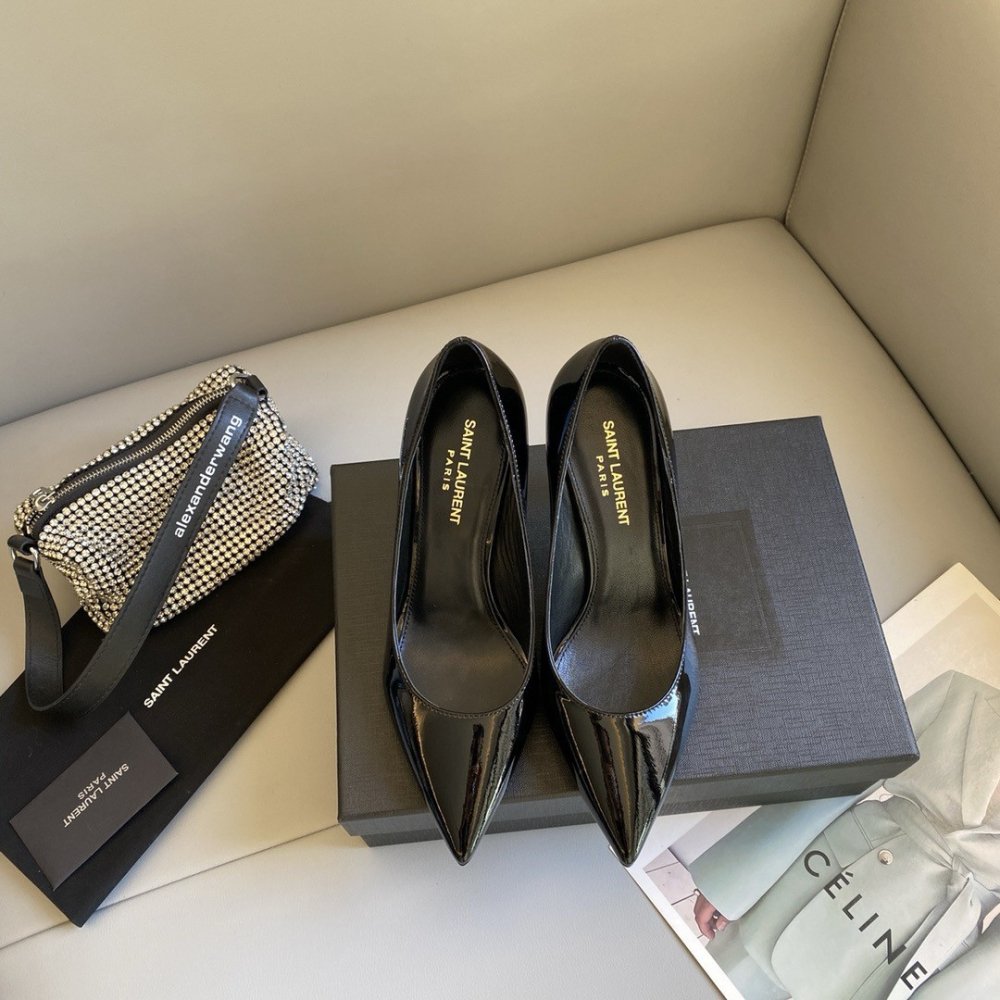 Cheap Reps Saint Laurent Opyum Pumps 85mm In Patent Leather with Black Heel