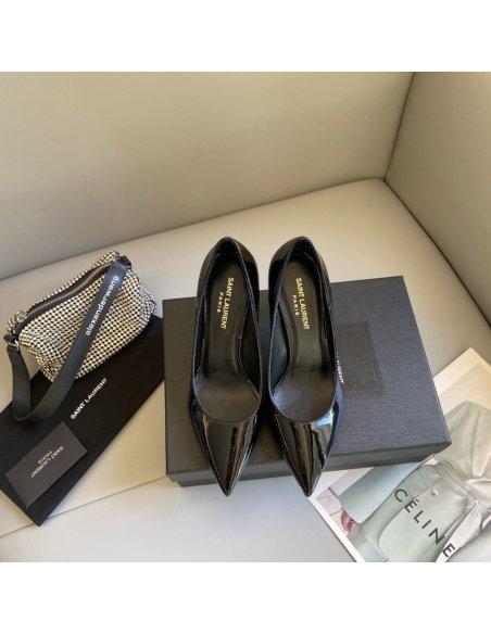 Cheap Reps Saint Laurent Opyum Pumps 85mm In Patent Leather with Black Heel