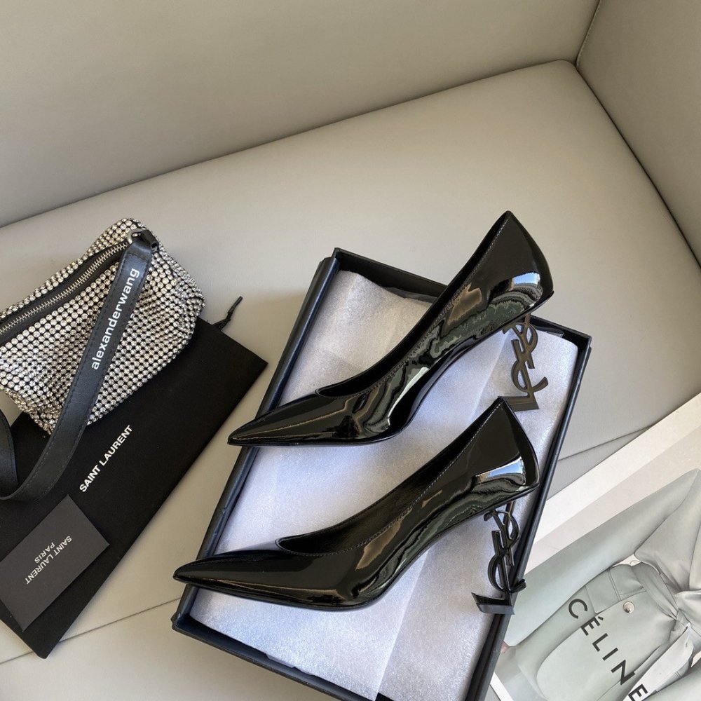 Cheap Reps Saint Laurent Opyum Pumps 85mm In Patent Leather with Black Heel
