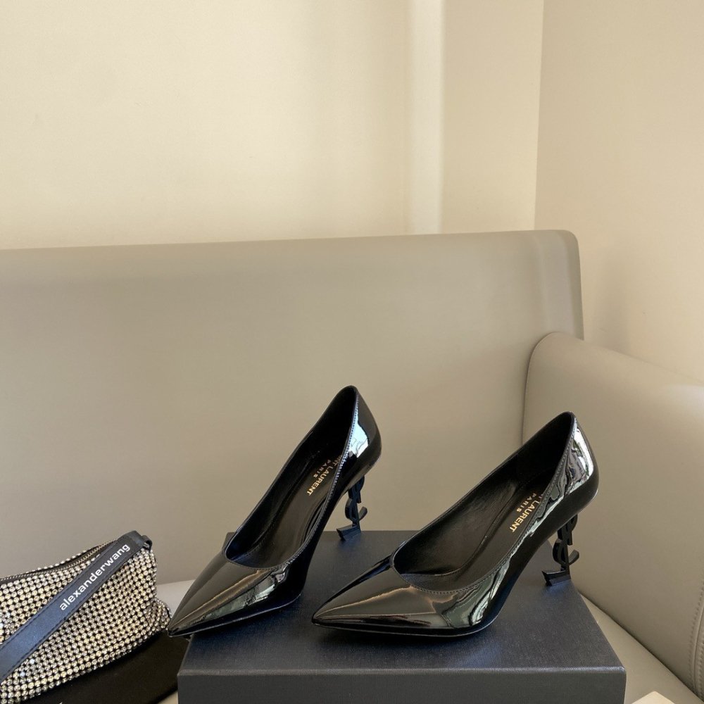 Cheap Reps Saint Laurent Opyum Pumps 85mm In Patent Leather with Black Heel