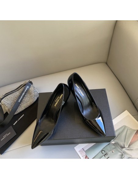 Cheap Reps Saint Laurent Opyum Pumps 85mm In Patent Leather with Black Heel