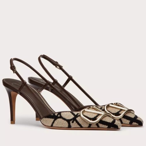 Cheap Reps Valentino Vlogo Slingback Pumps 80mm In Black Toile Iconographe