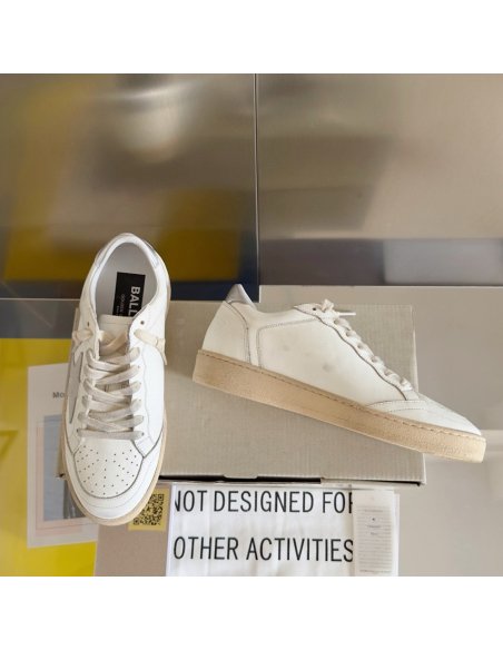 Cheap Reps Golden Goose Womens Ball Star Sneakers with Suede Atar and Metallic Leather Heel Tab