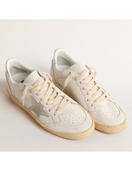 Cheap Reps Golden Goose Womens Ball Star Sneakers with Suede Atar and Metallic Leather Heel Tab