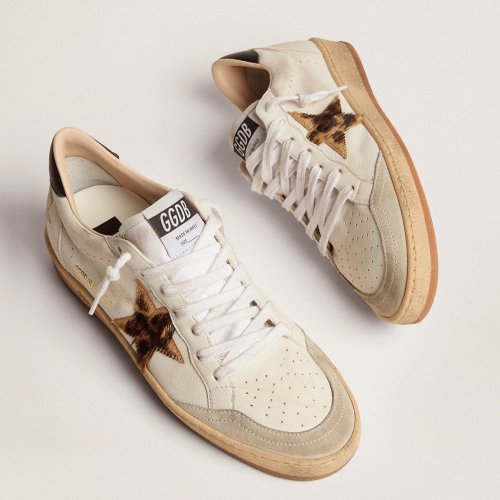 Cheap Reps Golden Goose Womens Ball Star Sneakers with Leopard Print Pony Star