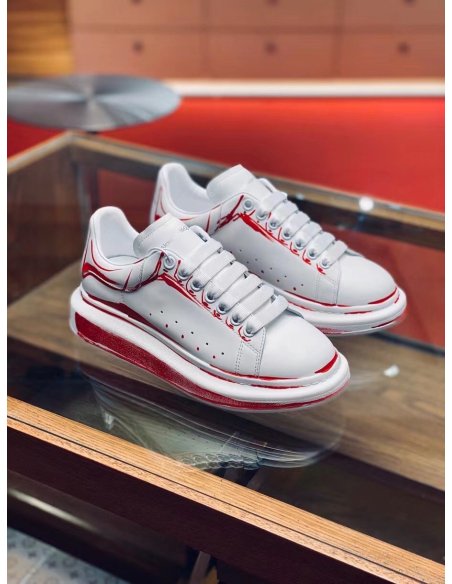 Cheap Reps Alexander McQueen Womens Oversized Sneakers With Red Printed
