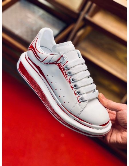 Cheap Reps Alexander McQueen Womens Oversized Sneakers With Red Printed
