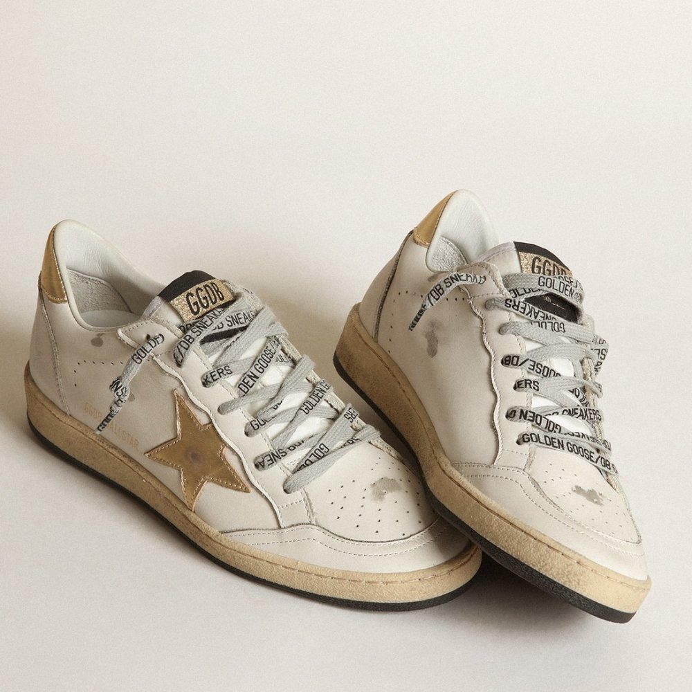 Cheap Reps Golden Goose Womens Ball Star Sneakers with Gold Star and Heel Tab