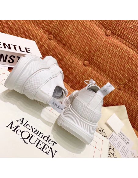 Cheap Reps Alexander McQueen Womens White Tread Slick Lace Up Sneakers