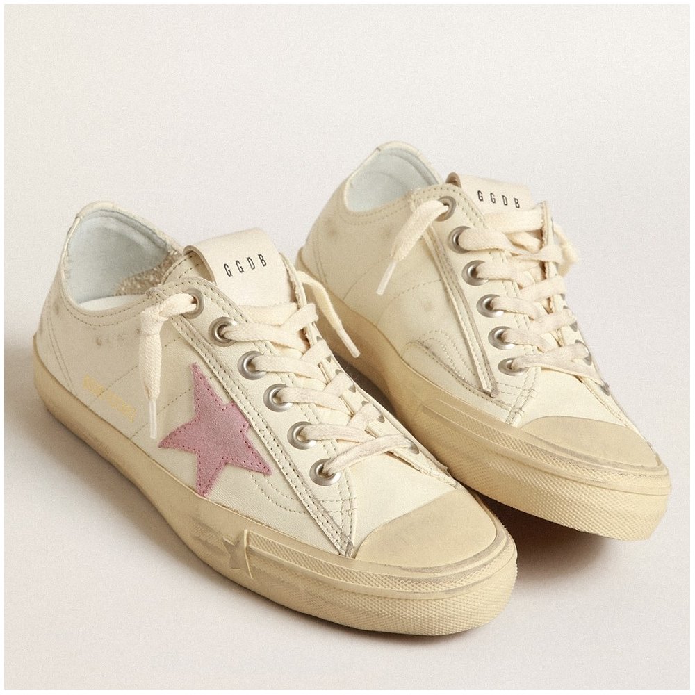 Cheap Reps Golden Goose Womens V-Star Sneakers with Pink Suede Star