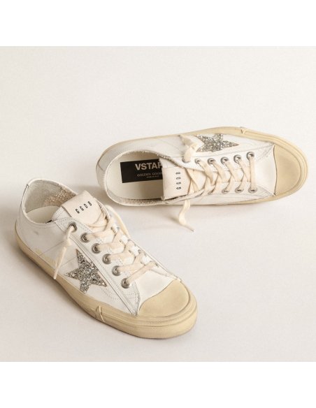 Cheap Reps Golden Goose Womens V-Star Sneakers with Glitter Star