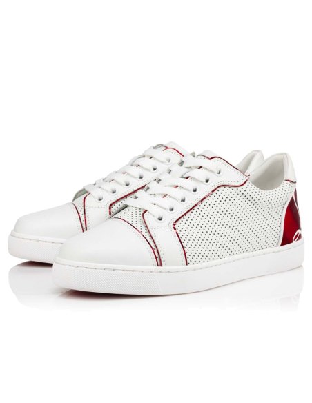 Cheap Reps Christian Louboutin Womens Fun Vieira Flat Sneakers In White Calfskin