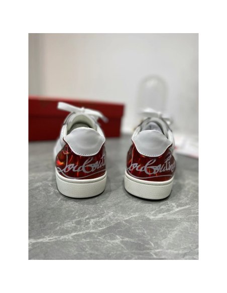 Cheap Reps Christian Louboutin Womens Fun Vieira Flat Sneakers In White Calfskin