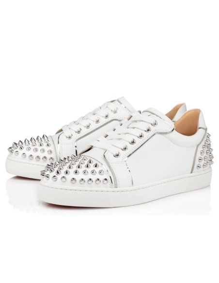 Cheap Reps Christian Louboutin Womens Vieira 2 Flat Sneakers In White Calfskin