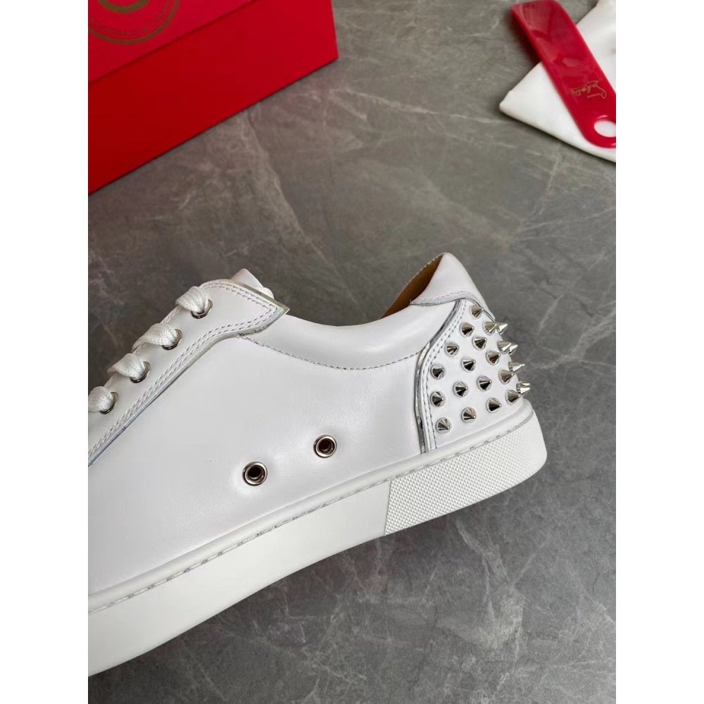 Cheap Reps Christian Louboutin Womens Vieira 2 Flat Sneakers In White Calfskin