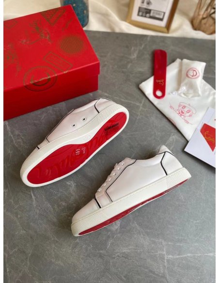 Cheap Reps Christian Louboutin Womens Vieirissima Sneakers In White Calfskin