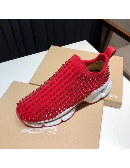 Cheap Reps Christian Louboutin Womens Spike Sock Donna Sneakers Red
