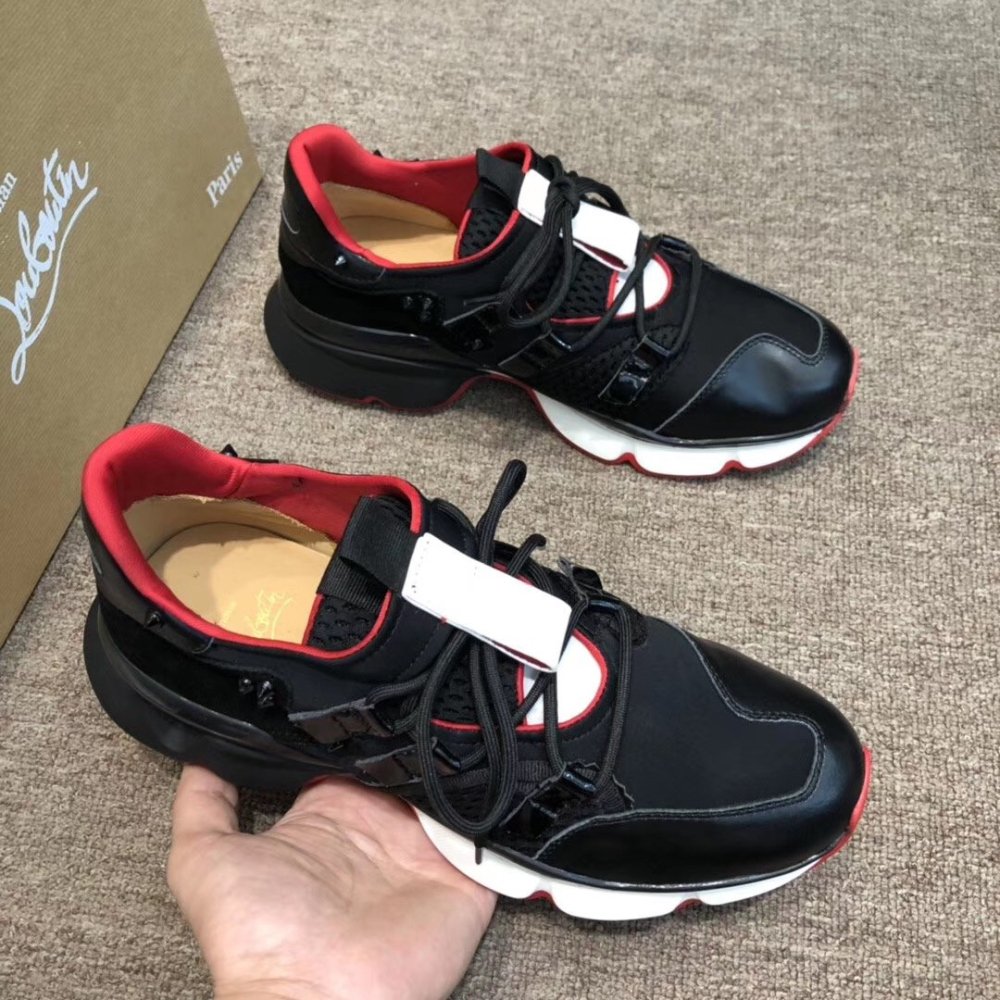 Cheap Reps Christian Louboutin Womens Black Runner Donna Sneakers