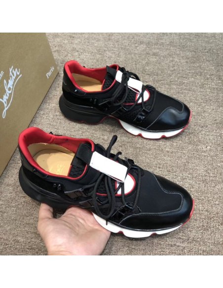Cheap Reps Christian Louboutin Womens Black Runner Donna Sneakers