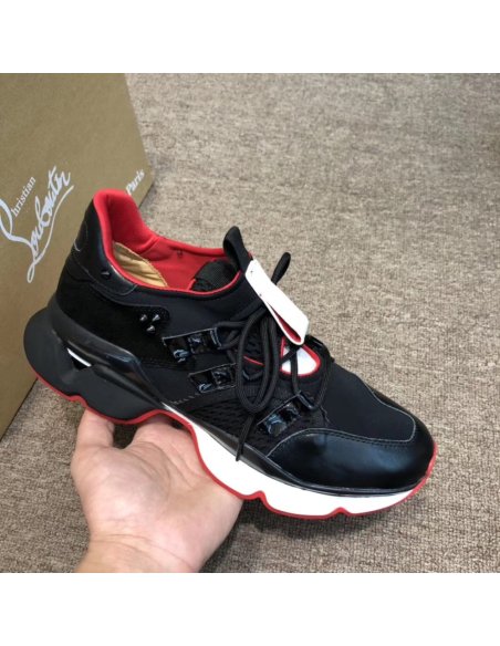Cheap Reps Christian Louboutin Womens Black Runner Donna Sneakers