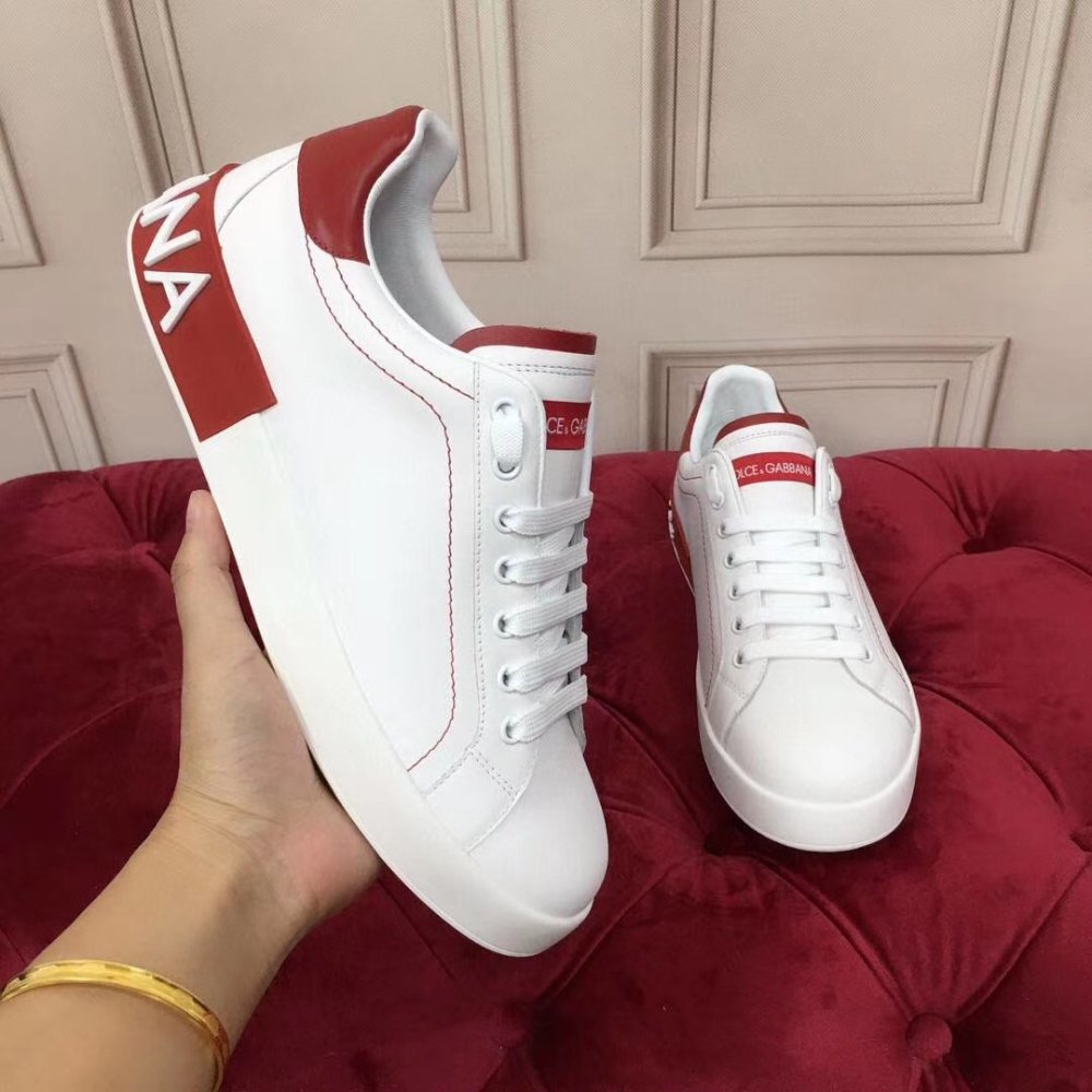 Cheap Reps Dolce Gabbana Womens Portofino Sneakers with Red Branded