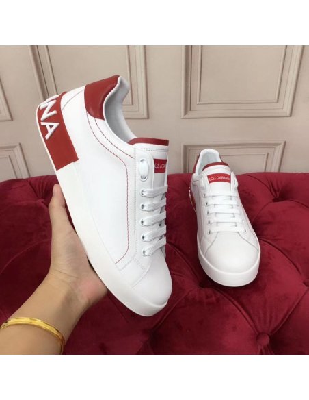 Cheap Reps Dolce Gabbana Womens Portofino Sneakers with Red Branded