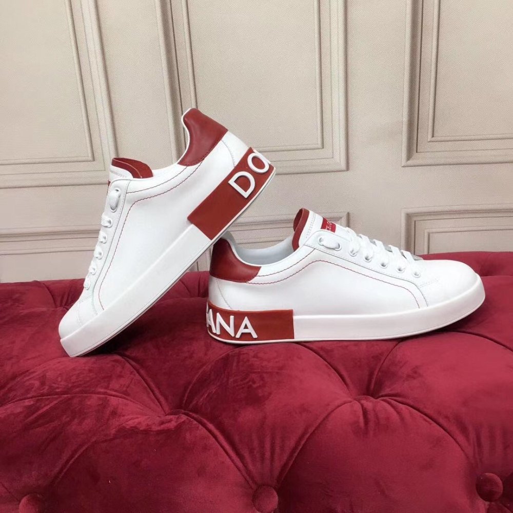 Cheap Reps Dolce Gabbana Womens Portofino Sneakers with Red Branded