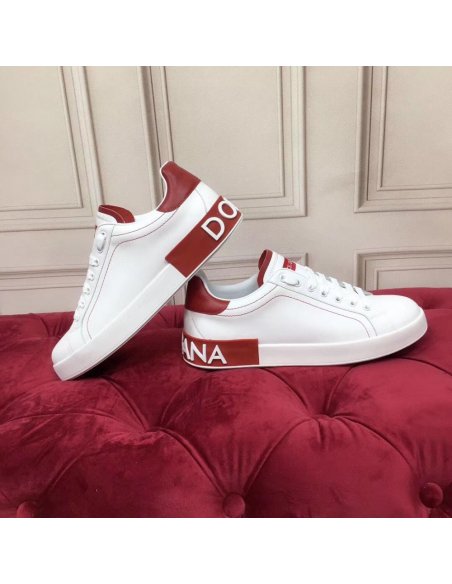 Cheap Reps Dolce Gabbana Womens Portofino Sneakers with Red Branded