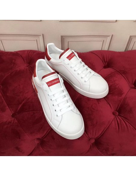 Cheap Reps Dolce Gabbana Womens Portofino Sneakers with Red Branded