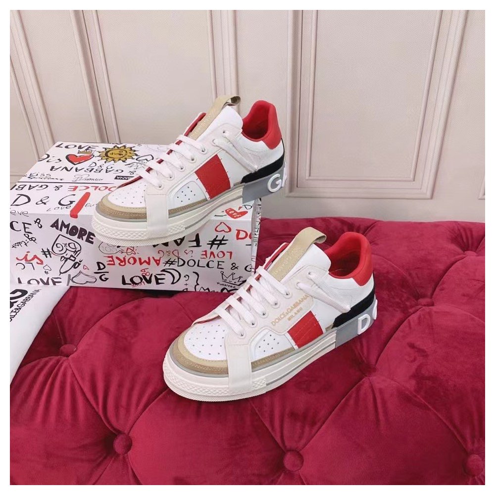 Cheap Reps Dolce Gabbana Womens Custom 2.Zero Sneakers White/Red